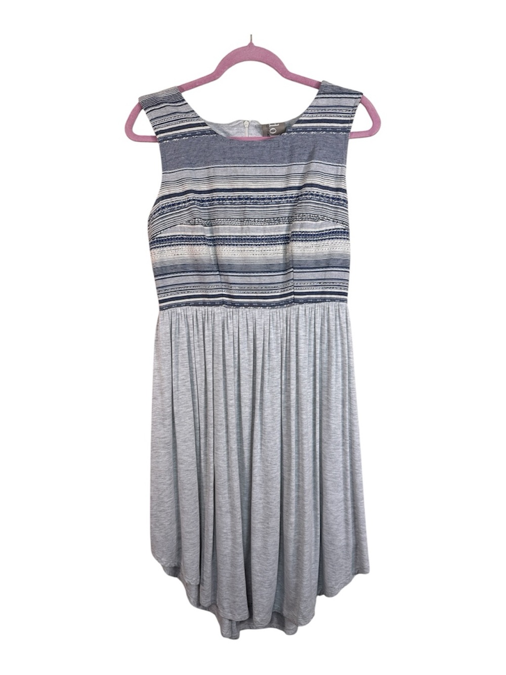 Dolan Anthropologie Grey Blue Striped Hi Low Dress Womens M Coastal Casual